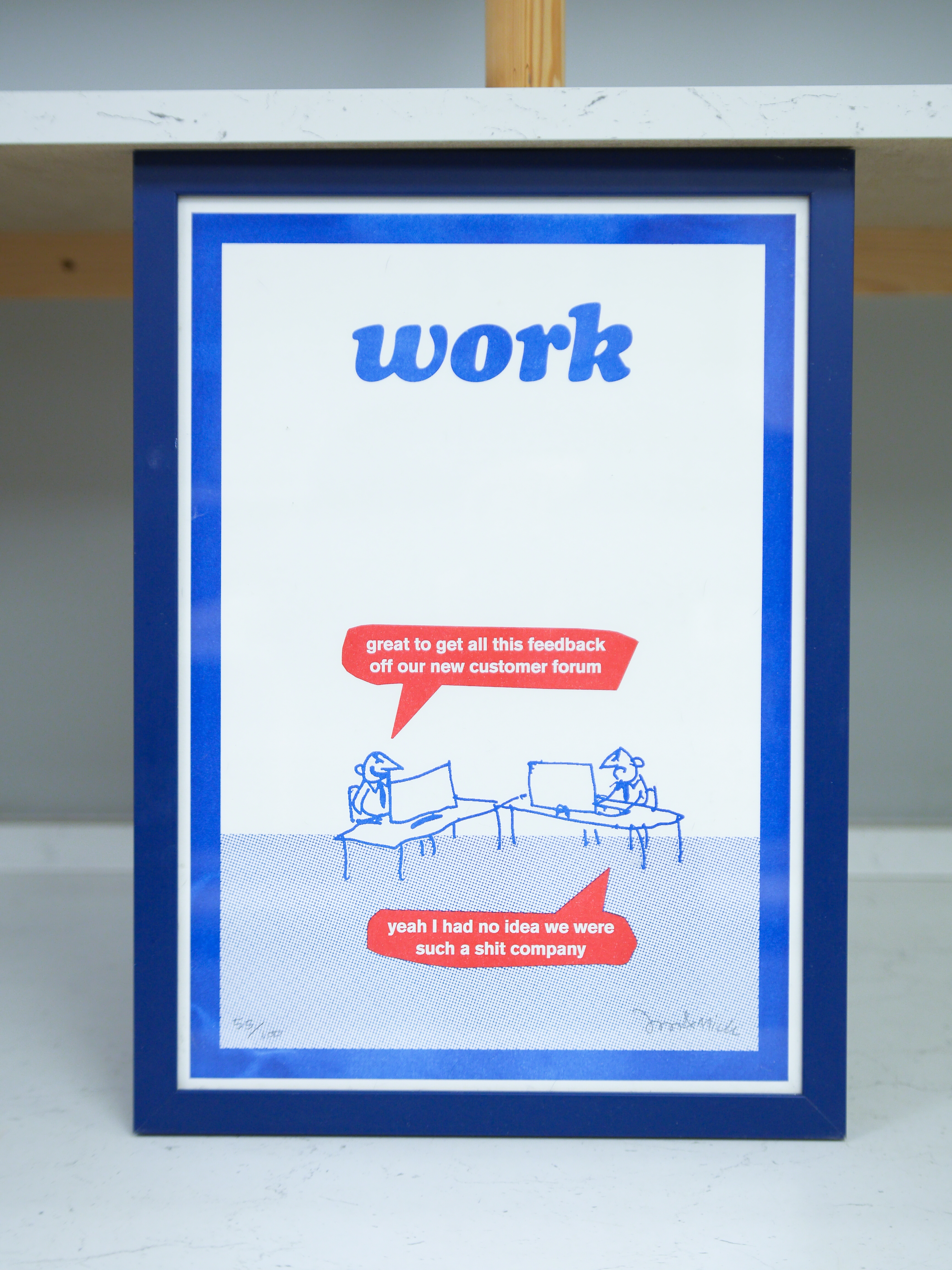 Modern Toss (contemporary), colour print, 'Work', signed in pencil, limited edition 55/100, 41 x 29cm. Condition - good